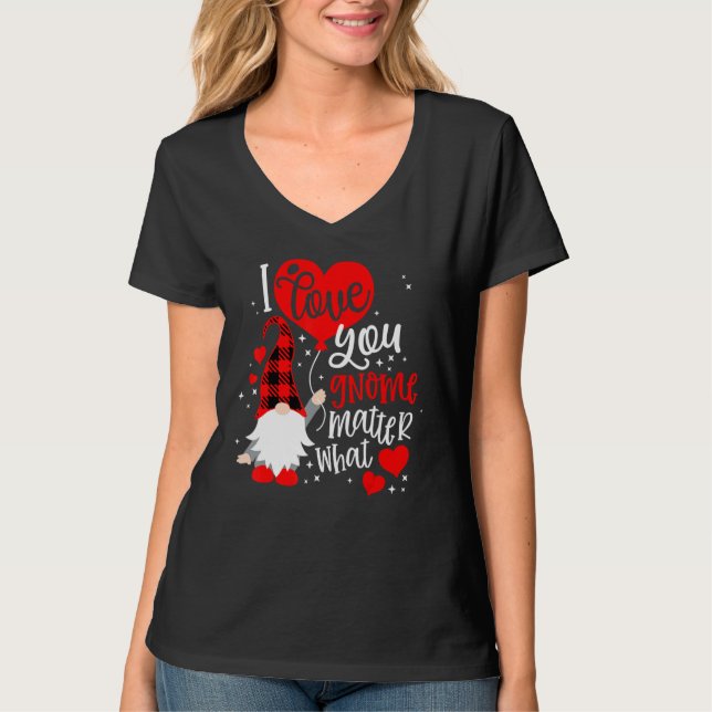 Camiseta I Love You Gnome Matter What Buffalo Plaid Valenti (Anverso)