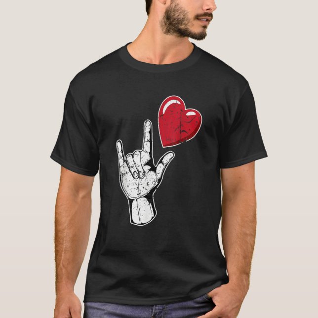 Camiseta I Love You Hand Sign Valentines Day Language_1 (Anverso)