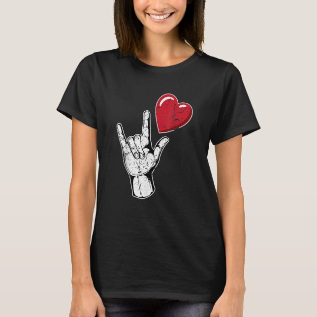 Camiseta I Love You Hand Sign Valentines Day Language_1 (Anverso)