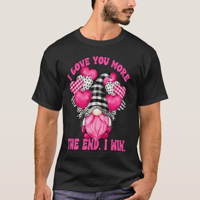 Camiseta I Love You More Gnome With Heart Balloons Pink Buf (Anverso)