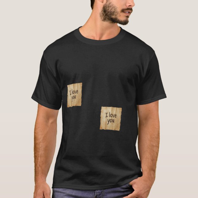 Camiseta "I Love You" Post-it Notes Minimalist Black T-Shir (Anverso)