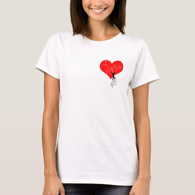 Camiseta I Love You Red Heart divertido cool elegante (Anverso)