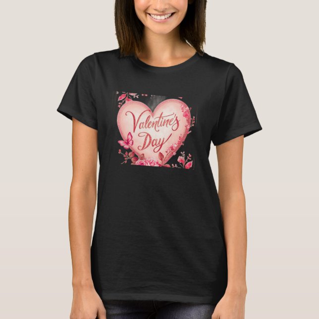 Camiseta I Love You Valentine Black Short Sleeve T-Shirt (Anverso)