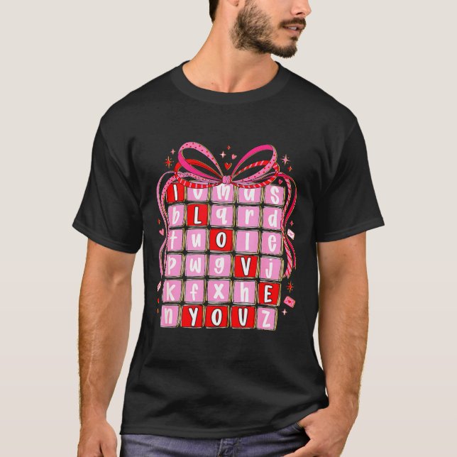 Camiseta I Love You Valentine Kids Preppy Valentine's Day L (Anverso)