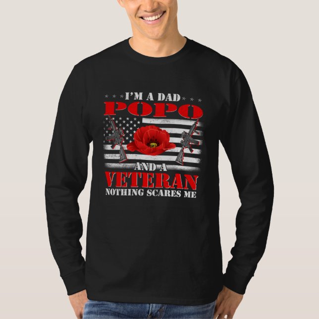 Camiseta I m A Dad Popo And A Veteran Nothing Scares Me Fla (Anverso)