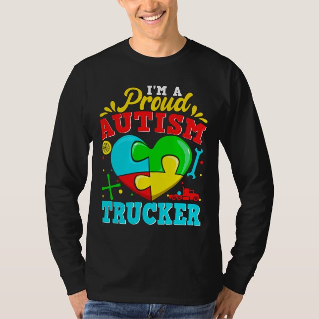Camiseta I M A Proud Autism Trucker Puzzle Heart Autistic S (Anverso)
