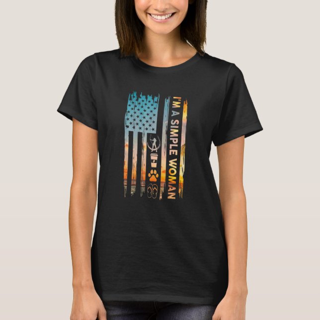 Camiseta I M A Simple Woman Archery American Flag Dog Cat P (Anverso)