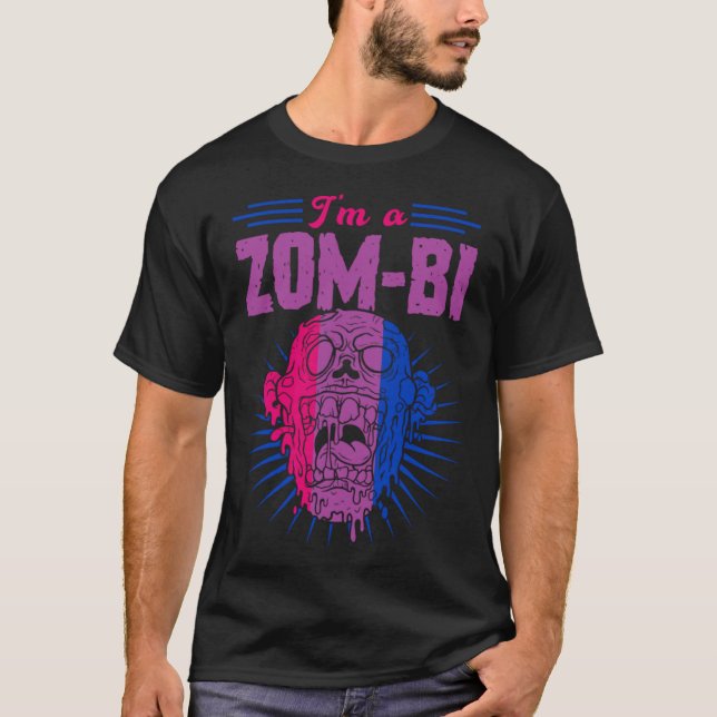 Camiseta I m A Zom Bi Bisexual Zombie Pride Scary Halloween (Anverso)