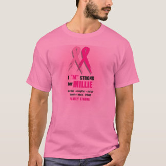 Camiseta I "M" fuerte para el rosa de Millie para el cáncer