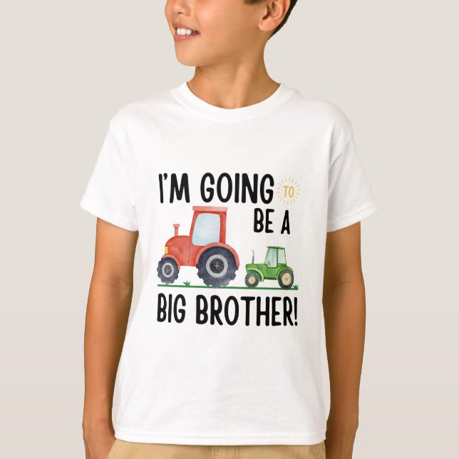 Camiseta I’m Going to Be a Big Brother, Tractor Cute Farm (Anverso)
