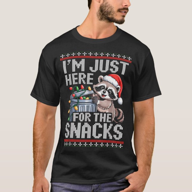 Camiseta I’m Just Here For The Snacks Raccoon Christmas Ugl (Anverso)