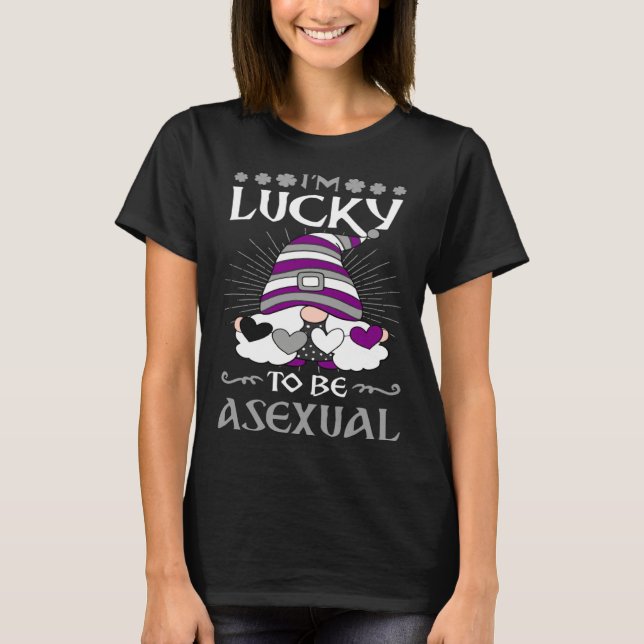 Camiseta I m Lucky To Be Asexual Pride St Patricks Day Gnom (Anverso)