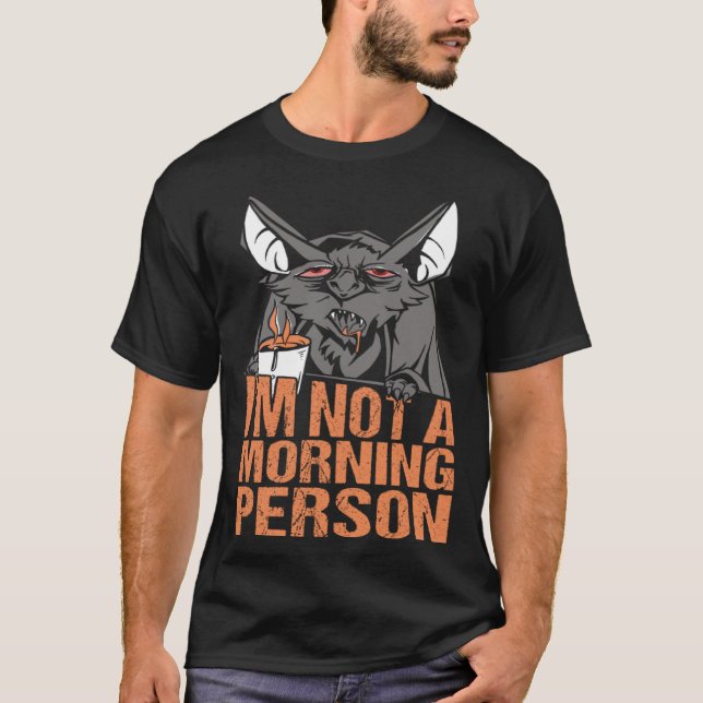 Camiseta I m not a Morning Person Bat Halloween Pumpkin Spi (Anverso)