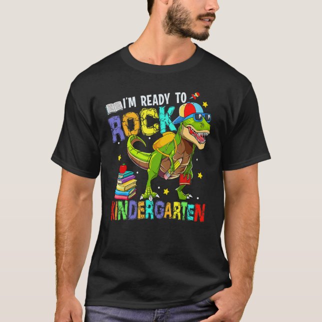 Camiseta I m Ready To Rock Kindergarten Cool Dino Boys Back (Anverso)