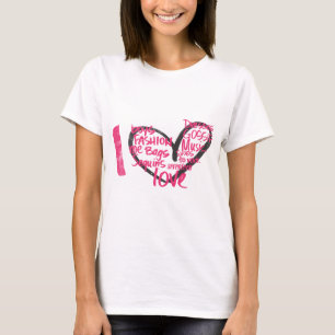 Camiseta I magenta de la pintada del corazón