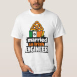 Camiseta I Married an Irish Engineer Funny St Paddys Day<br><div class="desc">Celebrate engineering pride with a touch of Irish charm in this fun “Married an Irish Engineer” design. Featuring a bold Celtic knot above books and engineering tools in the colors of the Irish flag, this graphic blends Irish heritage with engineering humor. The vibrant green, white, and orange color palette adds...</div>