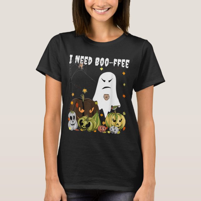 Camiseta I Need Boo-ffee Ghost Jack-o-lantern Coffee Lover  (Anverso)