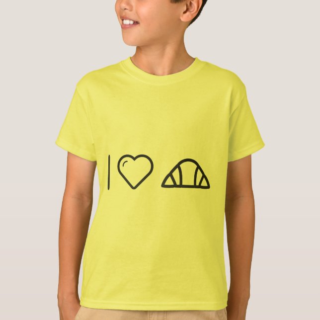 Camiseta I panes del Croissant del corazón (Anverso)