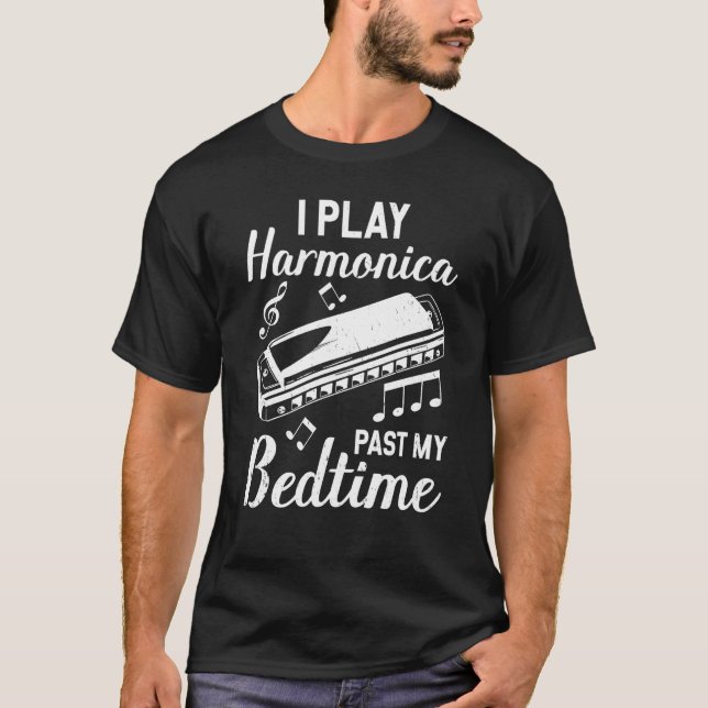 Camiseta I Play Harmonica Past My Bedtime Harmonicist Mouth (Anverso)