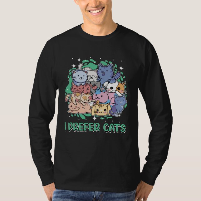 Camiseta I Prefer Cats Introvert Cat  Antisocial Kitten Cat (Anverso)