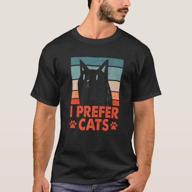 Camiseta I Prefer Cats Introvert Cat Antisocial Kitten Cat  (Anverso)