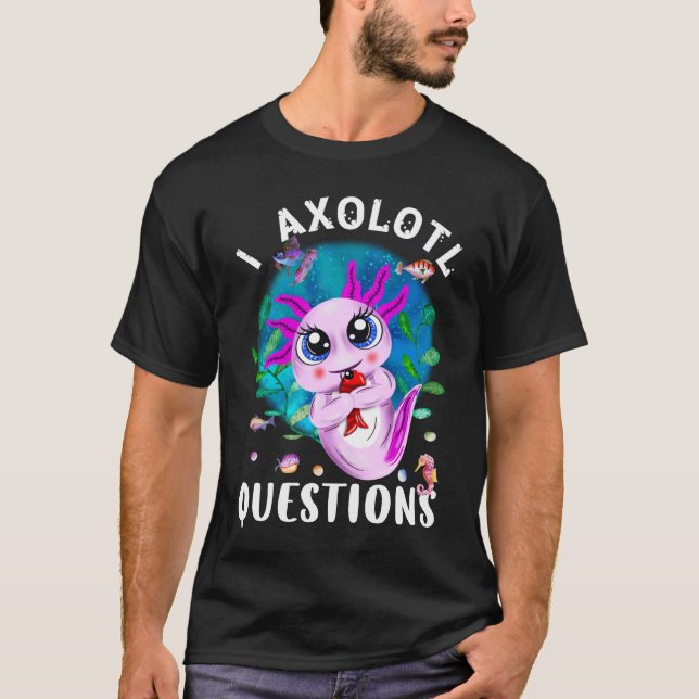 Camiseta I Preguntas Axolotl, Cita de anfibio rosado (Anverso)