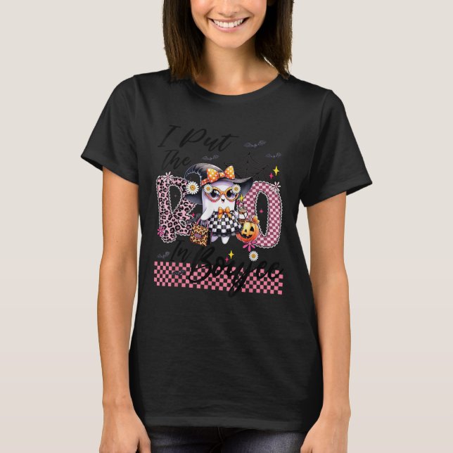 Camiseta I Put The Boo In Boujee Cute Ghost Leopard Boujie  (Anverso)