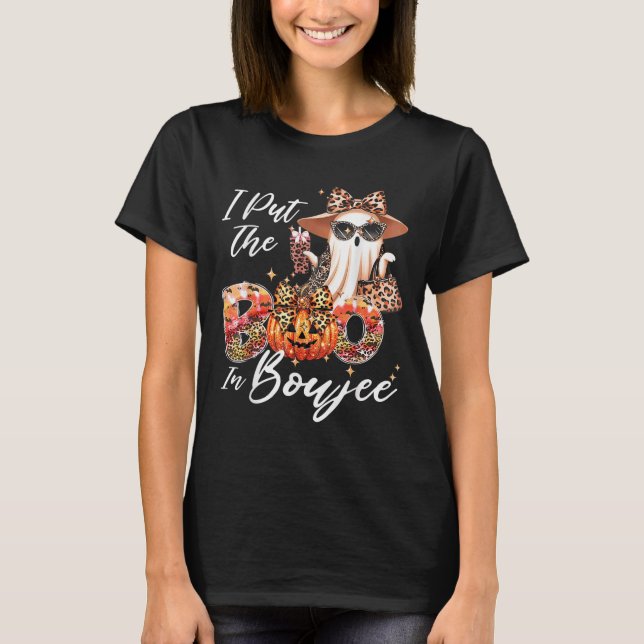 Camiseta I Put The Boo In Boujee Cute Leopard Boujie Ghost  (Anverso)