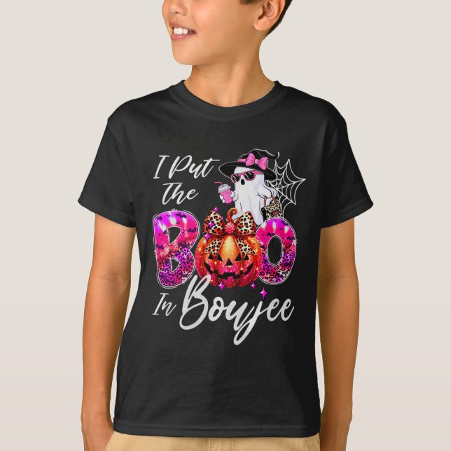 Camiseta I Put The Boo In Boujee Cute Leopard Boujie Ghost  (Anverso)