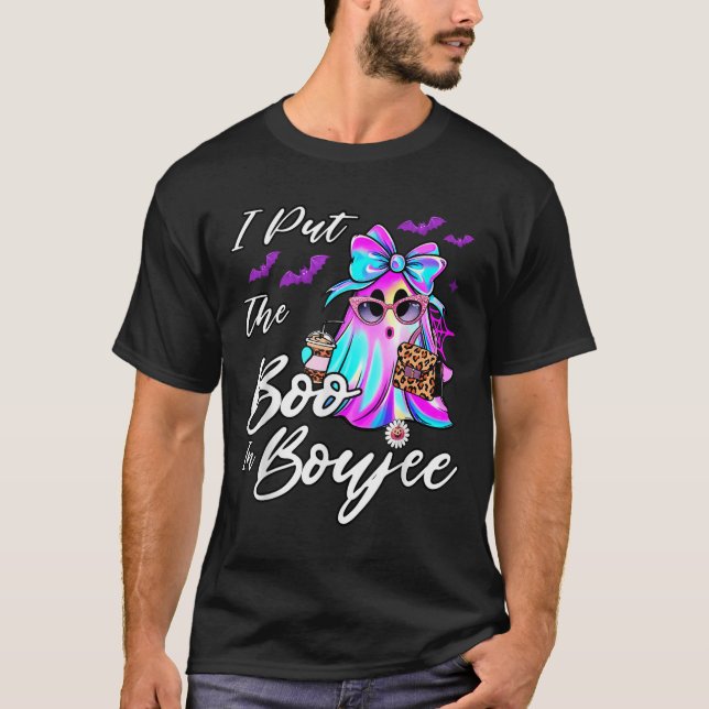 Camiseta I Put The Boo In Boujee Funny Leopard Boujie Ghost (Anverso)
