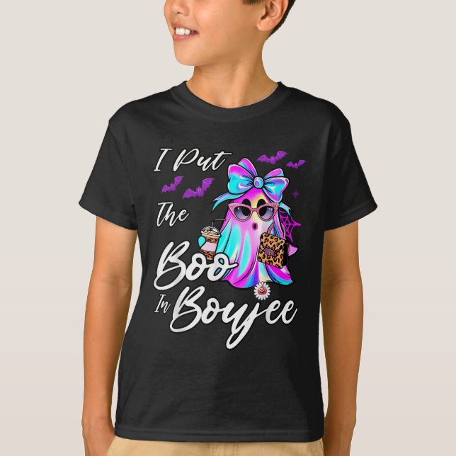 Camiseta I Put The Boo In Boujee Funny Leopard Boujie Ghost (Anverso)