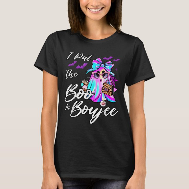 Camiseta I Put The Boo In Boujee Funny Leopard Boujie Ghost (Anverso)