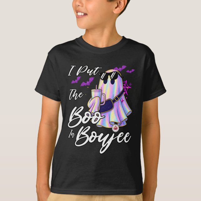 Camiseta I Put The Boo In Boujee Funny Leopard Boujie Ghost (Anverso)
