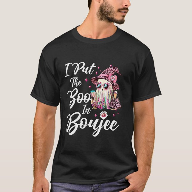 Camiseta I Put The Boo in Boujee Ghost Funny Pink Leopard H (Anverso)