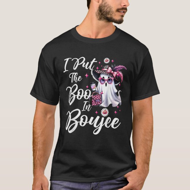 Camiseta I Put The Boo in Boujee Ghost Funny Pink Leopard H (Anverso)