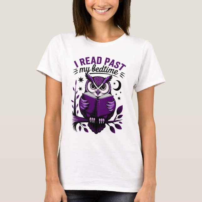 Camiseta I Read Past My Bedtime Funny Owl Book Lover (Anverso)