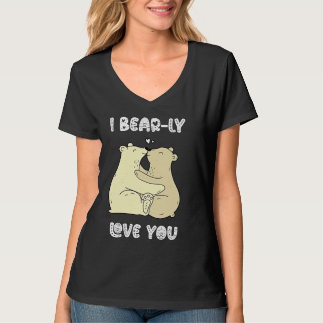 Camiseta I Really Love You Cute Lovely Bears Romantic Valen (Anverso)
