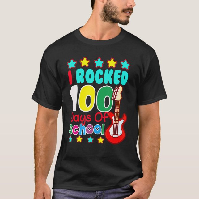 Camiseta I Rocked 100 Days Of School Guitar  Music 100th Da (Anverso)