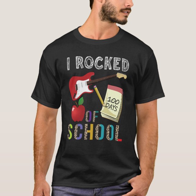 Camiseta I Rocked 100 Days Of School Guitar Music 100th Day (Anverso)