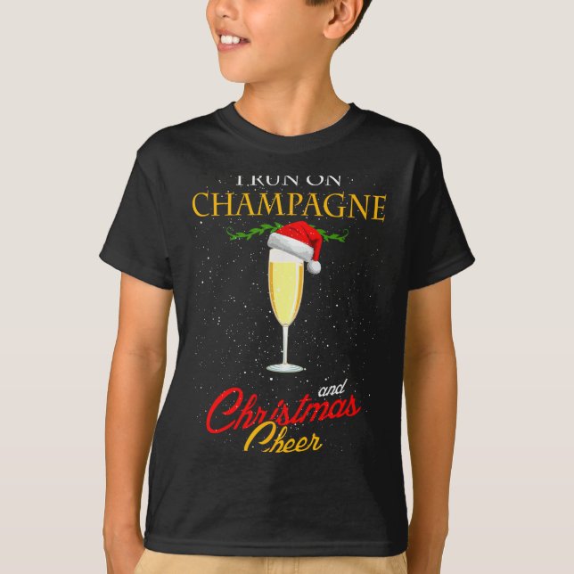Camiseta I Run On Champagne And Christmas Cheer Sparkling W (Anverso)