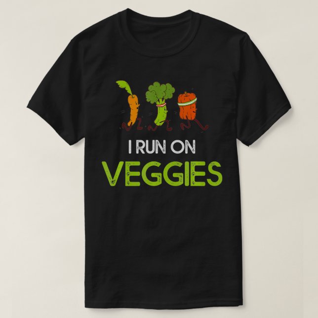 Camiseta I Run On Veggies Vegan Runner Funny Vegetarian Gif (Diseño del anverso)
