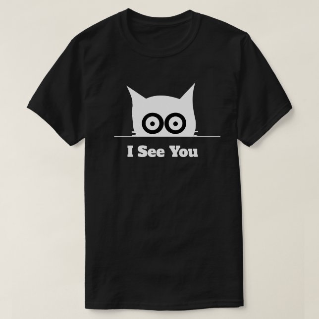 Camiseta I See You Funny Peeking Cat Minimal Black White (Diseño del anverso)