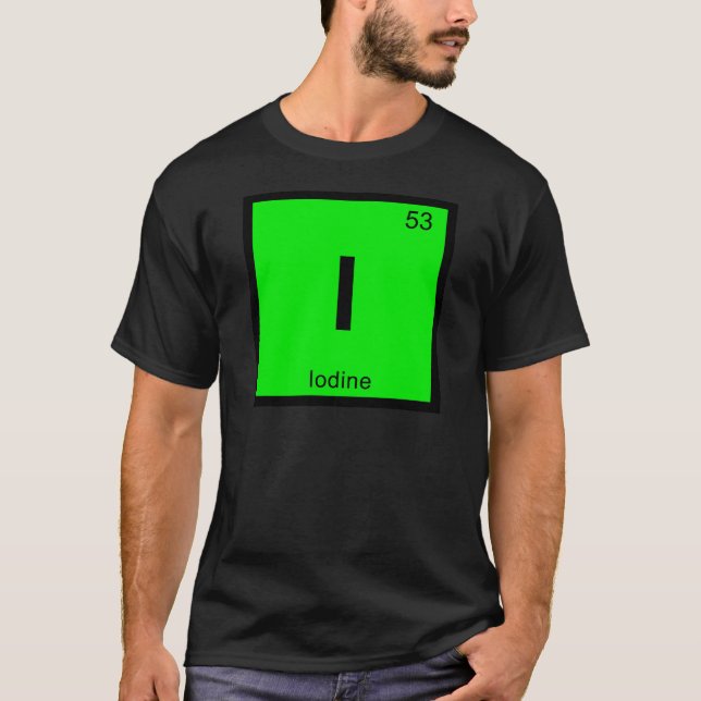 Camiseta I - Símbolo de tabla periódica de química de yodo (Anverso)