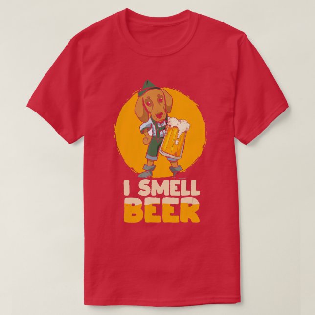 Camiseta I smell beer dog in Bavarian oufit German Party  (Diseño del anverso)