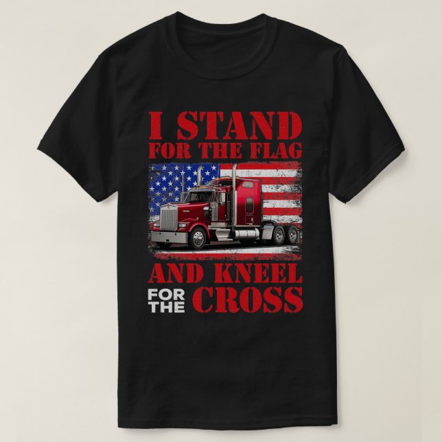 Camiseta I Stand For The Flag And Kneel Cross (Diseño del anverso)