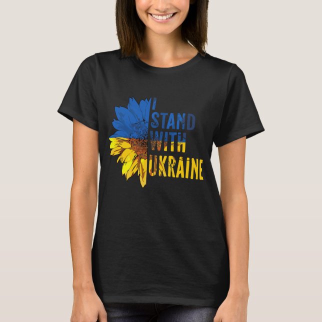 Camiseta I stand with Ukraine. Sunflower symbol of Peace.  (Anverso)