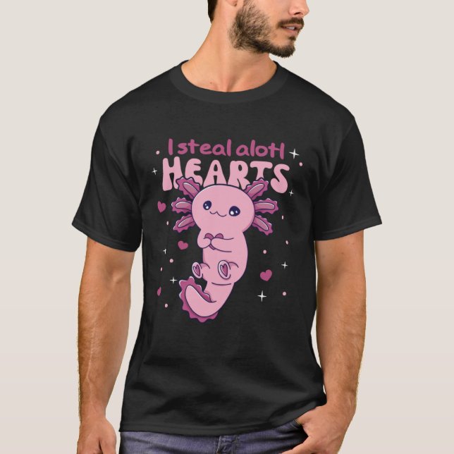 Camiseta I Steal Alotl Hearts Valentine s Day Pun Axolotl (Anverso)