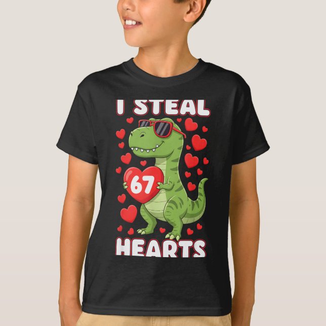 Camiseta I Steal Hearts 67 Trex Kids Valentines Meme Six Se (Anverso)