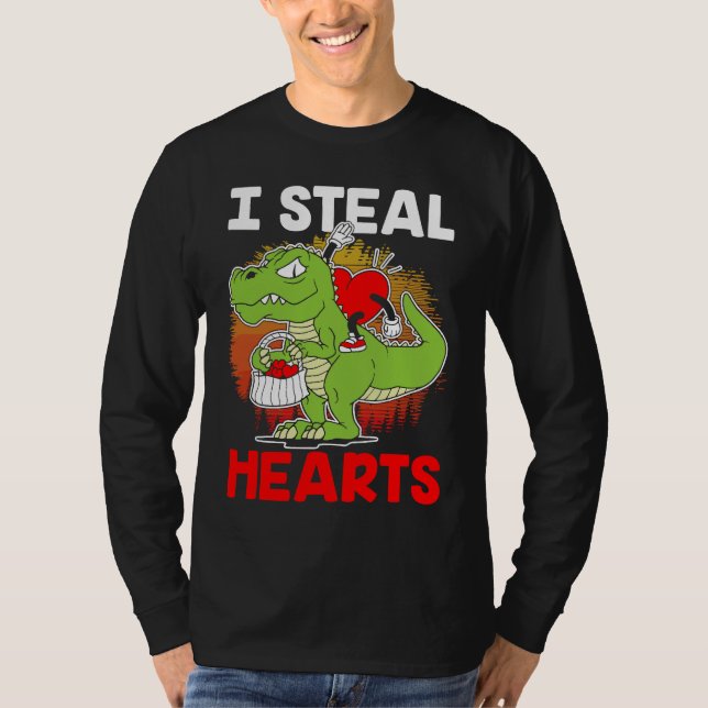 Camiseta i steal hearts Dinosaur Heart Boys girls Valentine (Anverso)