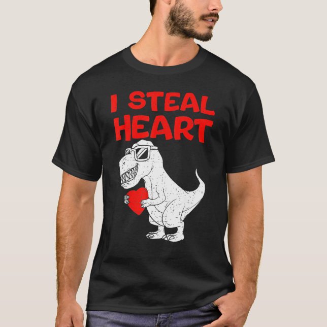 Camiseta I Steal Hearts Dinosaur Rex Valentines Day Boys Ki (Anverso)